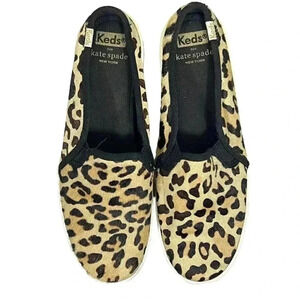 Kate Spade x Keds Double Decker Leopard Loafer Calf Hair Womens Sz 7